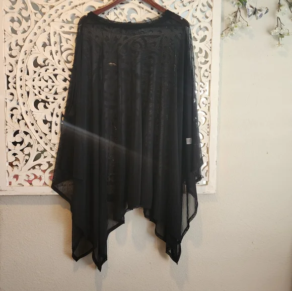 Foxblood Mesh Rhiannon Flowing Tunic Top Black One Size Fits All - Picture 6 of 14